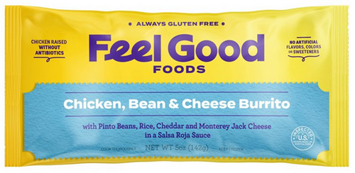 Feel Good Foods Chicken Bean & Cheese Burrito (FROZEN) - COMING SOON