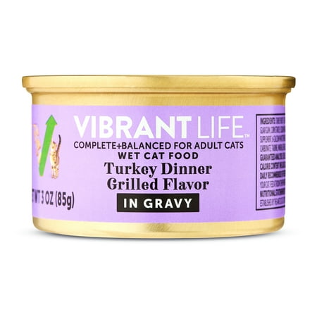 Simmons Pet Food Inc Vibrant Life Turkey Dinner Grilled Flavor Cuts In Gravy Wet Cat 3 Oz Can