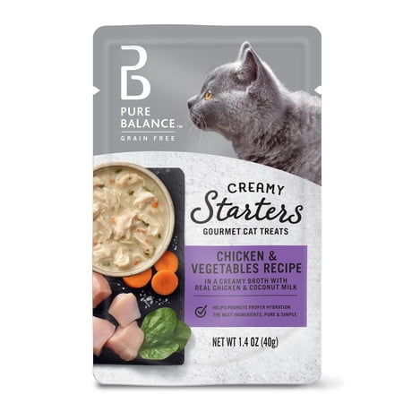 Pure Balance Gourmet Cat Treat Creamy Starters, Chicken & Vegetable Recipe, 1.4