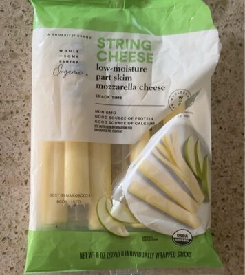 Organic, Mozzarella Low-Moisture Part-Skim String Cheese, Mozzarella