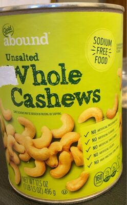 Unsalted Whole Cashews, Unsalted