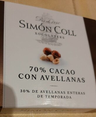 TURRON SIMON 70%CACAO AVELLANA 250 GR