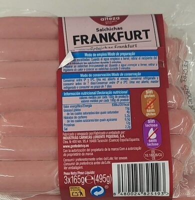 SALCHICHA FRANKFURT ALTEZA 165 GR P-3