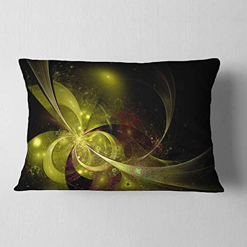 Designart متناظرة لينة الذهب زهرة كسورية رمي الزهور غرفة المعيشة، أريكة، وسادة عالية الجودة إدراج وسادة + غطاء وسادة مطبوع على كلا الجانبين 12 بوصة. x 20 بوصة